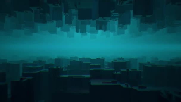 Abstracte stedelijke zwarte achtergrond. Futuristische motion graphic. geometrische constructie. Cyberpunk — Stockvideo