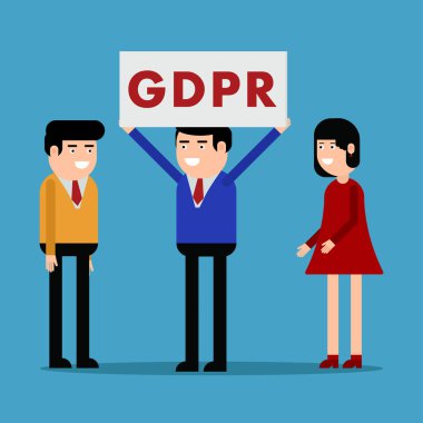 İnsan Gdpr, mavi bir arka plan üzerinde vektör çizim hakkında bildirim