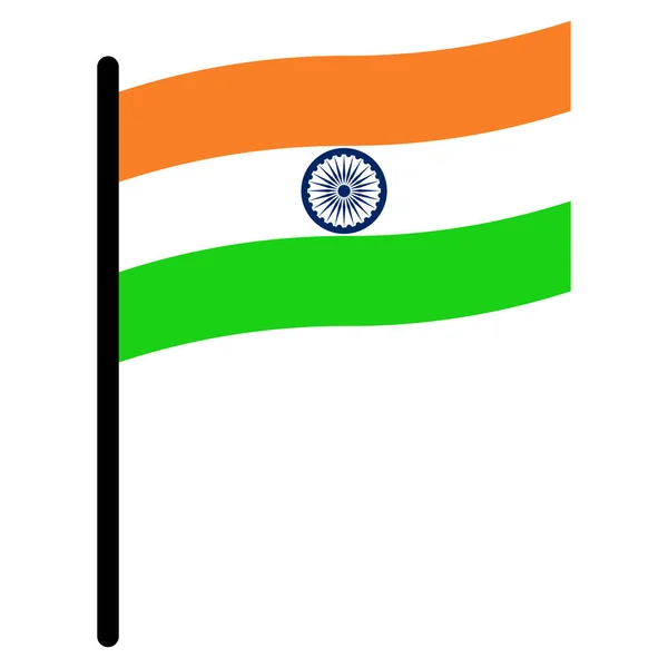 Ινδία Επίπεδη Εικονίδιο Σημαίας Απομονώνονται Λευκό Φόντο — Διανυσματικό Αρχείο