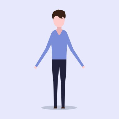 Genç adam mor arka plan vektör illüstrasyon izole