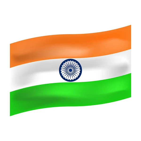 Flagga Indien Vektorillustration Isolerade Vit Bakgrund — Stock vektor