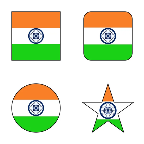 Drapeau Inde Illustration Vectorielle Isolée Sur Fond Blanc — Image vectorielle