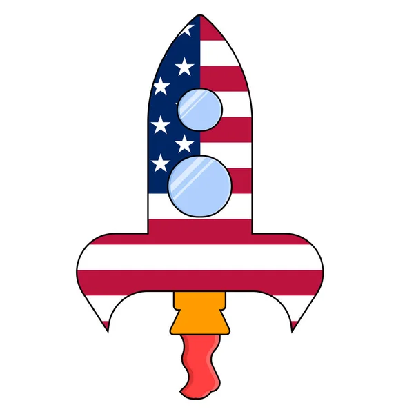 Icône Vecteur Fusée Américaine Cosmonautics Day Isolé Sur Fond Blanc — Image vectorielle