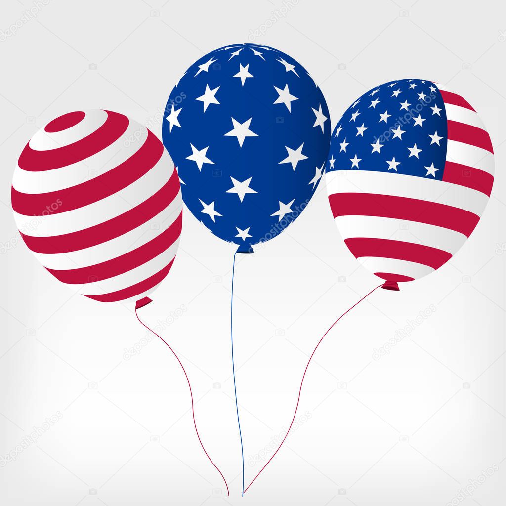 Helium balls with symbols of the United States of America, decorations for holidays america, Patriot' day or Labor Day