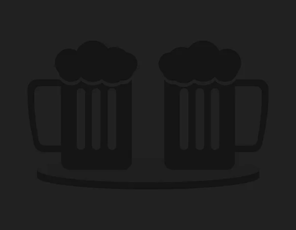Deux Pintes Bière Fond Minimaliste Pour Oktoberfest Fond Sombre — Image vectorielle