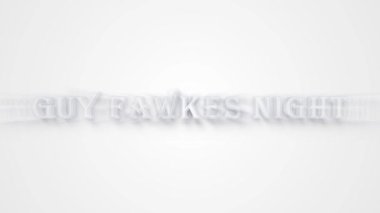 Guy Fawkes gece metin 2d animasyon, beyaz renk animasyon tasarımı