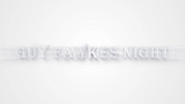 Guy Fawkes Night Tekst Animatie Witte Kleur Animatie Ontwerp — Stockvideo