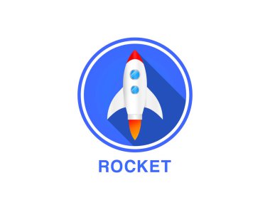 Yuvarlak düz simgesi roket, seo, pazarlama, roket fırlatma simgesi