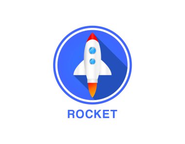 Yuvarlak düz simgesi roket, seo, pazarlama, roket fırlatma simgesi