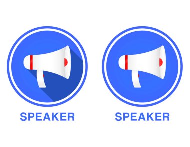 Yuvarlak düz hoparlör simgesi, düz tasarım stili. İki yorum-in kutsal kişilerin resmi