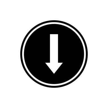 Aşağı ok, ok düğmesini, düz simgesi mavi, kırmızı ve beyaz renk kullanımı