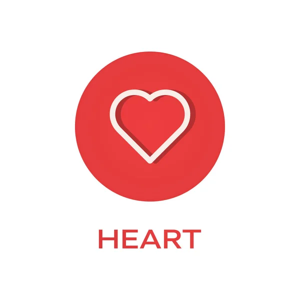Kalp Yuvarlak Düz Simgesi Aşk Sembolü — Stok Vektör