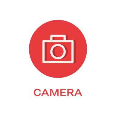 Kamera yuvarlak düz simgesi, fotoğraf simge