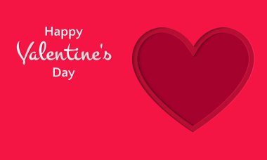 Mutlu sevgililer günü kağıt tarzı, kalp simgesi üzerinde kırmızı bir arka plan, Festival afiş veya tebrik kartı vektör çizim dışarı kesmek