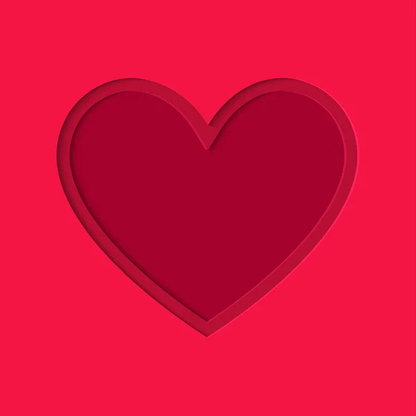Sevgililer Günü Kağıt Kesme Tarzı Kalp Simgesi Üzerinde Kırmızı Bir — Stok Vektör