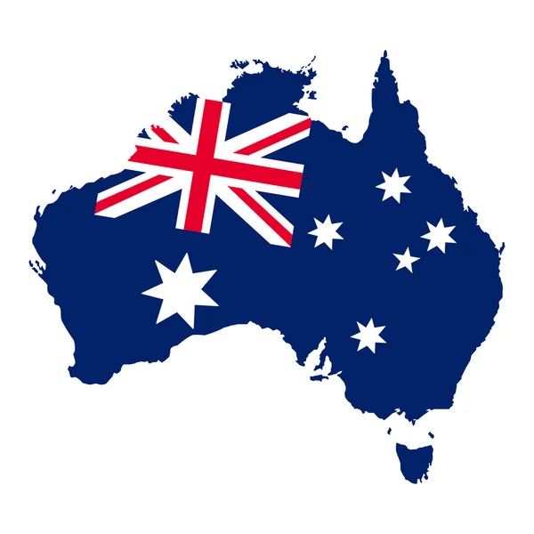 Флаг Карта Австралии Географическая Векторная Иллюстрация Значок Австралийского Континента — стоковый вектор