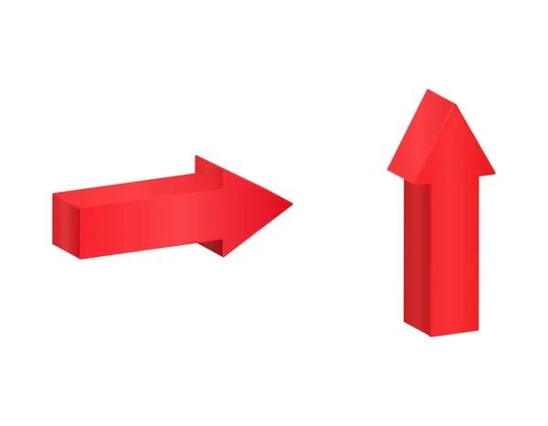 Flechas Isométricas Rojas Apuntando Símbolo Vector Ilustración — Archivo Imágenes Vectoriales