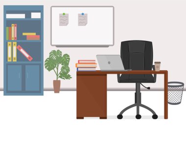 Ofis işyeri, ofis Şef vektör çizim düz tarzı