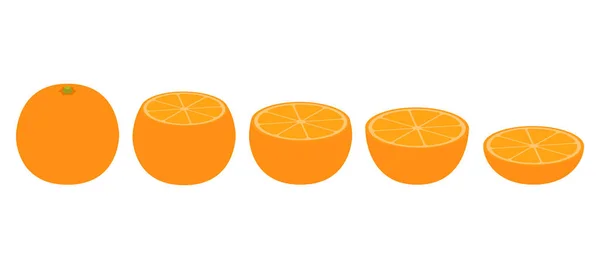 Orange Icon Set Parts Orange Citrus Fruit White Background — Stock Vector