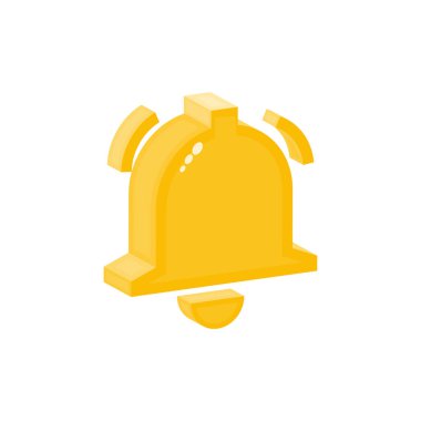 Çan vektör izometrik düz simgesi, alarm sembolü, bildirim vektör üblü