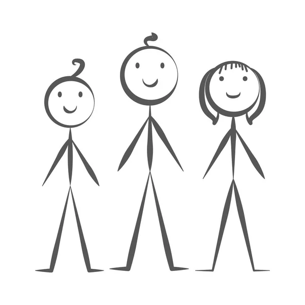 Happy famille illustration vectorielle dessinée à la main dans le style de dessin animé . — Image vectorielle