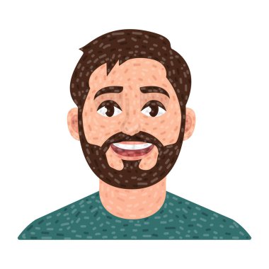 Sakallı adam avatar, adam vektör simgesi