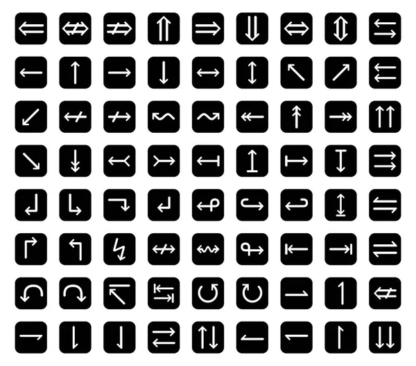 Arrow vector glyph icon set on a white background — Stock Vector