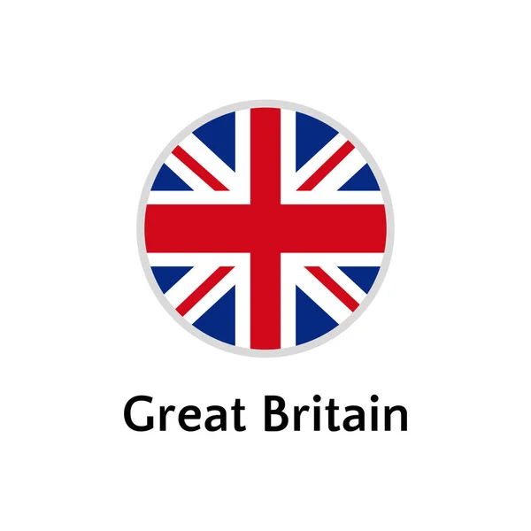 Gran Bretagna bandiera rotonda icona piatta, paese europeo vettore illustrazione — Vettoriale Stock