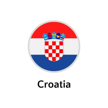 Hırvatistan bayrak yuvarlak düz simge, Avrupa ülke vektör illüstrasyon