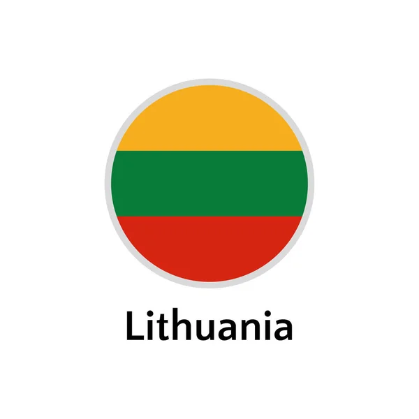 Bandera de Lituania icono plano redondo, ilustración del vector del país europeo — Vector de stock