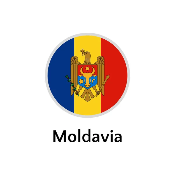 Moldavia bandera redonda icono plano, ilustración vectorial país europeo — Archivo Imágenes Vectoriales