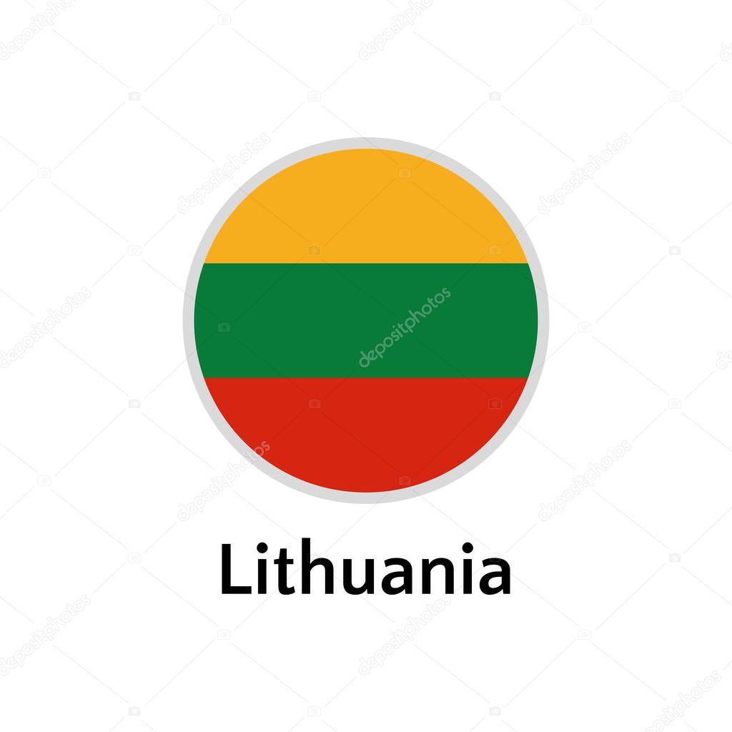 Lithuania flag round flat icon, european country vector illustration