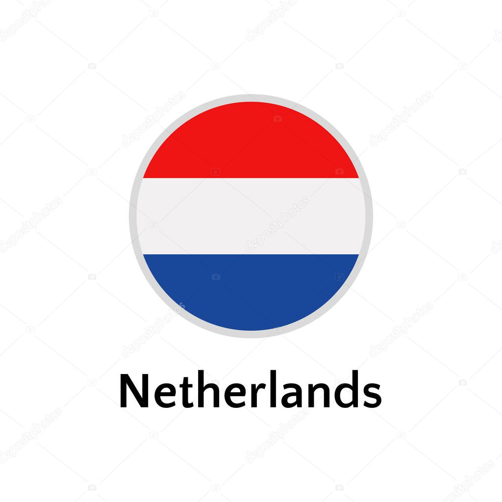Netherlands flag round flat icon, european country vector illustration