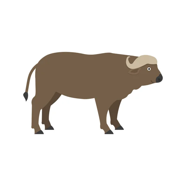 Buffalo Icon i platt stil, afrikansk djur vektor illustration — Stock vektor