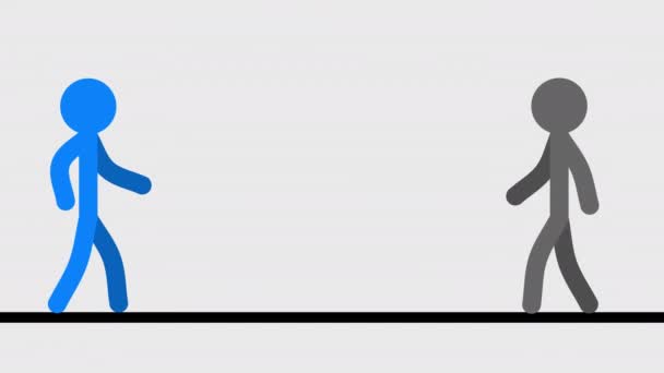 Pelea Stickman Conflicto Con Uso Fuerza Física Animación Plana Sobre — Vídeos de Stock
