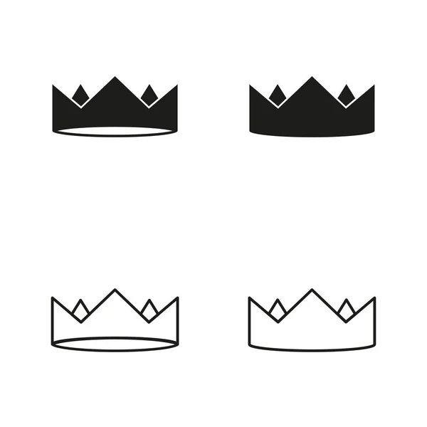Conjunto de iconos de corona, en estilo glifo y contorno, ilustración vectorial aislada sobre fondo blanco — Vector de stock
