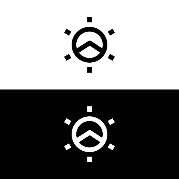 Sol e seta para o ícone superior no estilo glifo, logotipo minimalista. Ilustração vetorial sobre fundo branco e preto . — Vetor de Stock