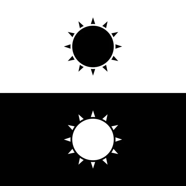 Sonnensymbol im Glyphen-Stil. Vektor-Illustration auf weißem und schwarzem Hintergrund. — Stockvektor