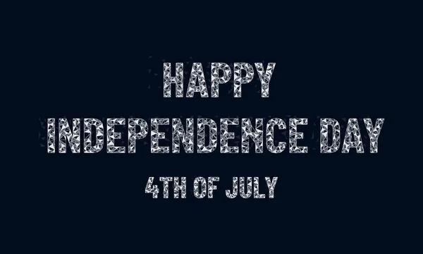 Glücklicher Unabhängigkeitstag in den USA, Text im Low-Poly-Design, dunkler symbolischer festlicher Hintergrund, Grußkartenillustration — Stockvektor