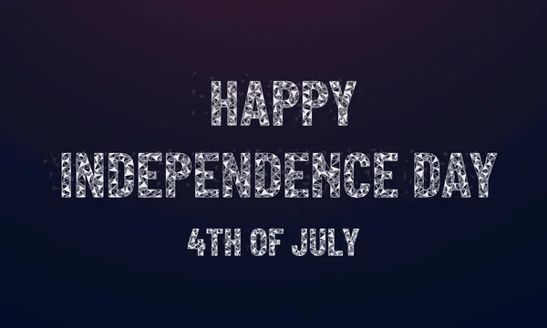 Happy Independence Day Usa, düşük poli tasarımmetin, koyu sembolik festival arka plan, tebrik kartı illüstrasyon — Stok Vektör