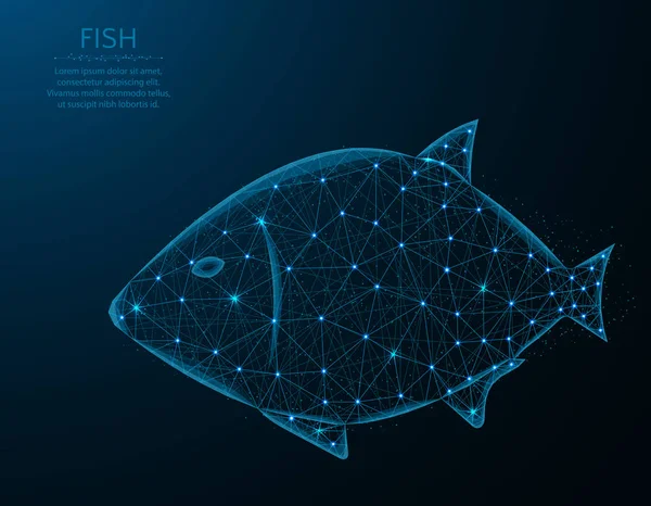 Balık düşük poli tasarım, çokgen tarzında hayvan, mavi arka plan sualtı dünya vektör illüstrasyon — Stok Vektör
