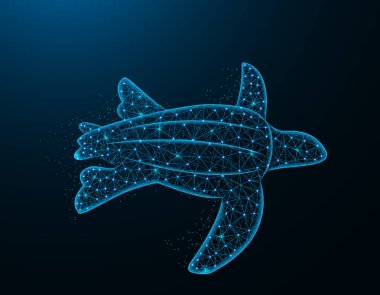 Leatherback kaplumbağa düşük poli modeli, Afrika hayvan soyut grafik, koyu mavi arka plan üzerinde sürüngen poligonal tel kafes vektör illüstrasyon