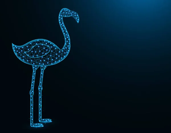 Модель низкого поли фламинго, абстрактная графика африканских животных, векторные векторные изображения птичьих многоугольников на темно-синем фоне — стоковый вектор