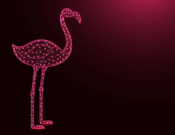 Модель низкого поли фламинго, абстрактная графика африканских животных, векторные векторные изображения птичьих многоугольников на темно-розовом фоне — стоковый вектор