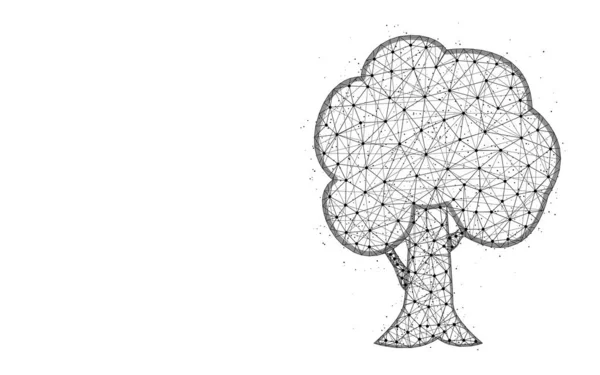 Baum Low-Poly-Design, Pflanze abstrakte geometrische Bild, Natur Drahtgitter polygonale Vektorillustration aus Punkten und Linien auf weißem Hintergrund — Stockvektor
