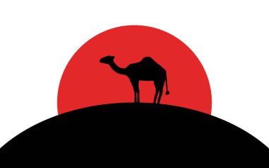 Deve simgesi, Afrika hayvan, siluet sanat görüntü, vektör illüstrasyon beyaz arka plan izole