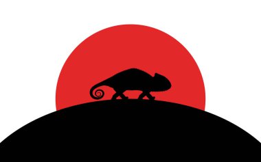 Bukalemun simgesi, Afrika hayvan, siluet sanat görüntü, vektör illüstrasyon beyaz arka plan izole