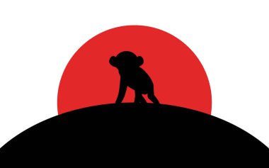 Şempanze simgesi, Afrika hayvan, siluet sanat görüntü, vektör illüstrasyon beyaz arka plan izole