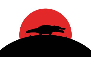 Timsah simgesi, Afrika hayvan, siluet sanat görüntü, vektör illüstrasyon beyaz arka plan üzerinde izole