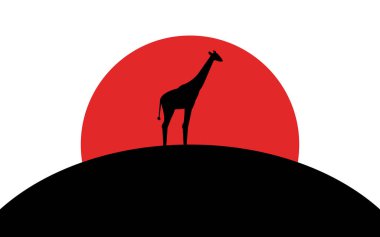 Zürafa simgesi, Afrika hayvan, siluet sanat görüntü, vektör illüstrasyon beyaz arka plan izole